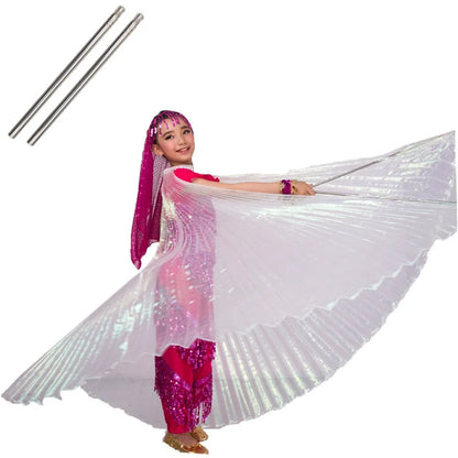 Wings Costumes Kids Belly Dance Dress for Girls Gift Bellydancing Clothes Bollywood Dancewear Children Cosplay Wings with Sticks