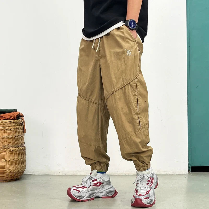Korean Jogger Pants Men Summer Lightweight Loose Fit Breathable Quick Dry Tapered Casual Athletic Fashion Workout Sweatpants