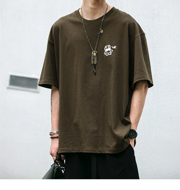 Summer Korean Oversize T-Shirt For Men Streetwear Harajuku High Quality Short Sleeve Loose Casual Tops Hip Hop Trendy Tee Male