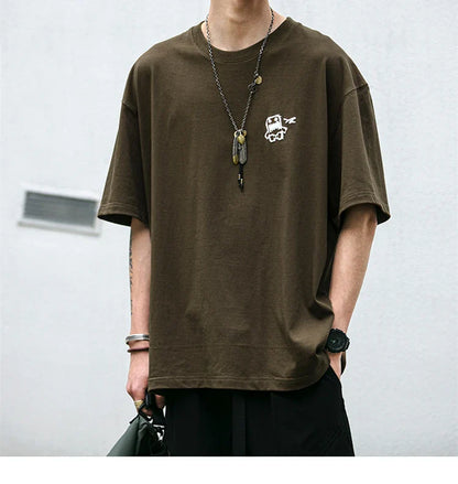 Summer Korean Oversize T-Shirt For Men Streetwear Harajuku High Quality Short Sleeve Loose Casual Tops Hip Hop Trendy Tee Male