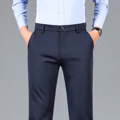 High Quality Summer Thin Embroidery Suit Pants Men Straight Classic Business Work Long Formal Trousers Male Plus Size 29-40 42