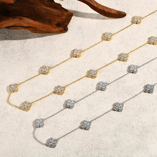 Original Flower-shaped Full Moissanite Necklace for Women 925 Sterling Silver Engagement Gift Jewelry Adjustable 40+5cm