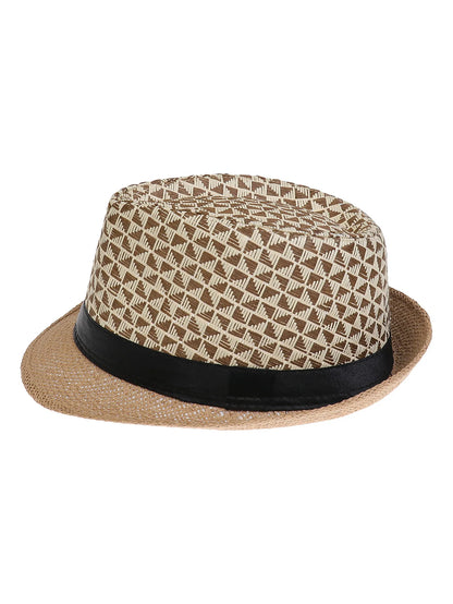 Men's Hat Woven Straw Sunshade Hat Casual Buckle Beach Sun White Wedding Black Belt Fedoras Jazz Hat Panama Cap