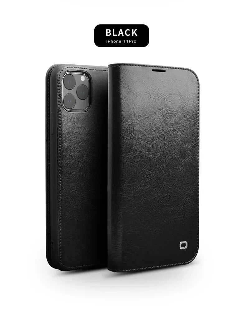 Luxury Thin Case for iPhone15 14 13 12 11 Pro Max Mini Genuine Leather Fashion Cover for XR XS Max 7 8 14 Plus Card Slot