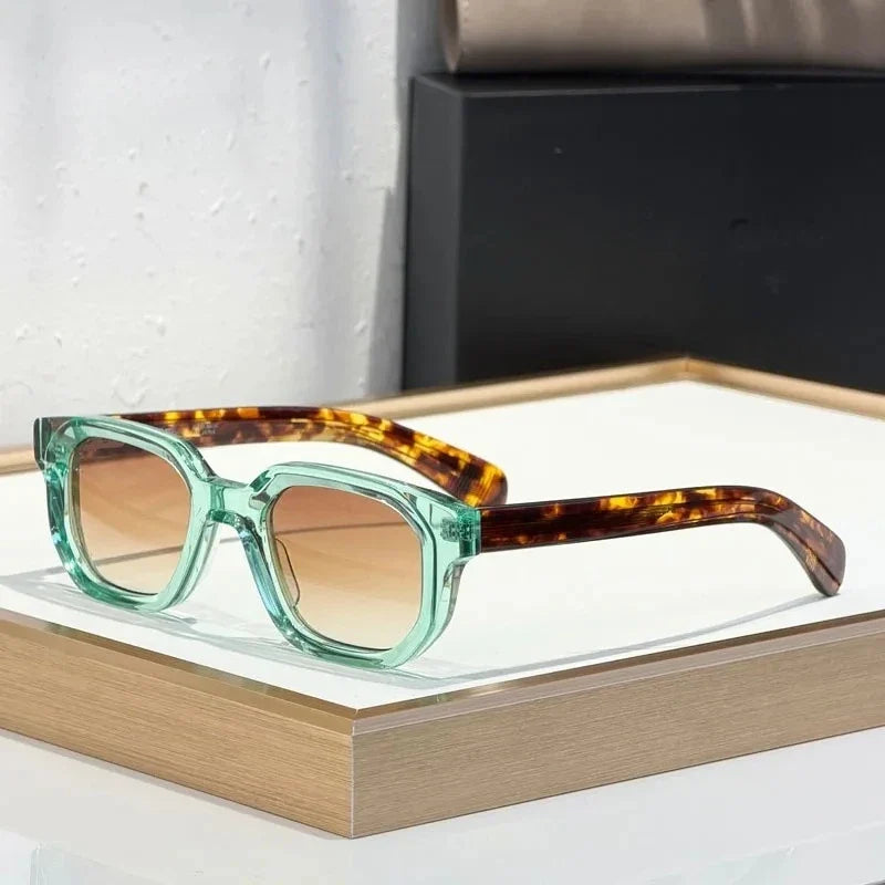 Handmade Thick Acetate Sunglasses Square Japanese Style High Quality Classical Vintage Eyeglasses for Men Women with Case