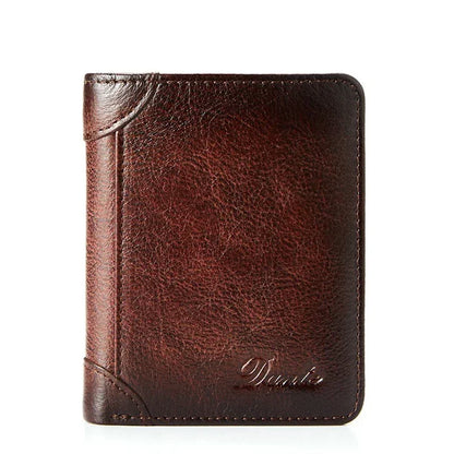 Portefeuille en cuir véritable pour hommes, deux sacs pliants, porte-cartes RFID, portefeuille pour hommes, portefeuilles de luxe de haute qualité, carrés