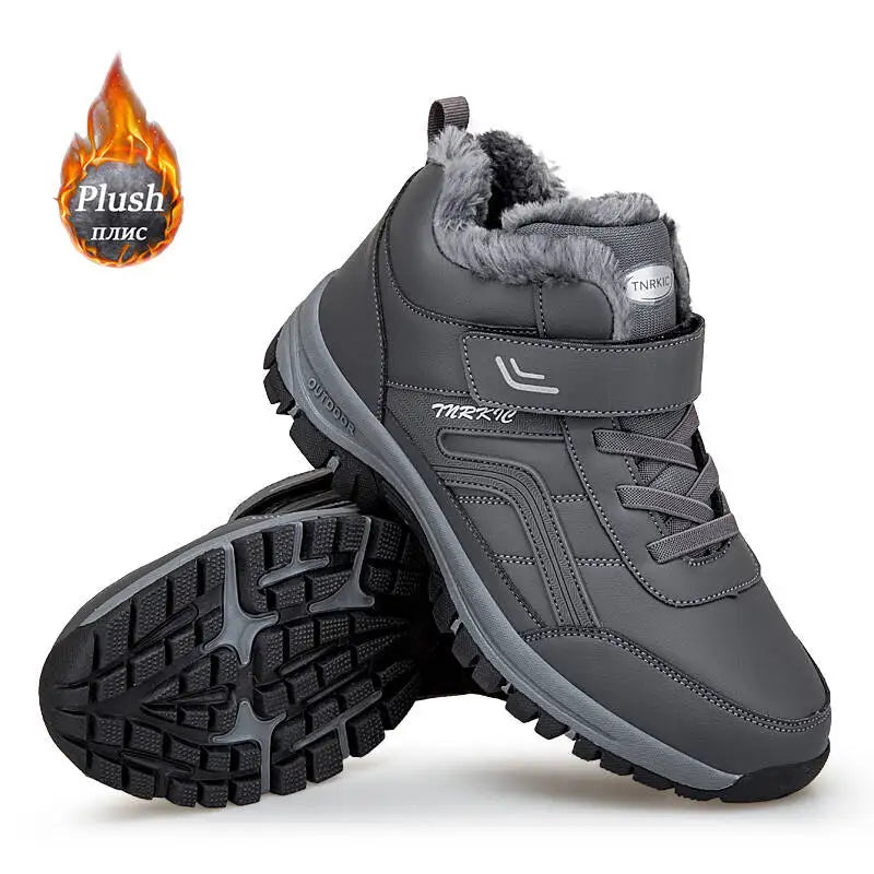 Winter Men Boots PU Leather Snow Boots Man Plush Warm Causal Shoe Waterproof Men Boots High Quality Male Sneakers Ankle Boots
