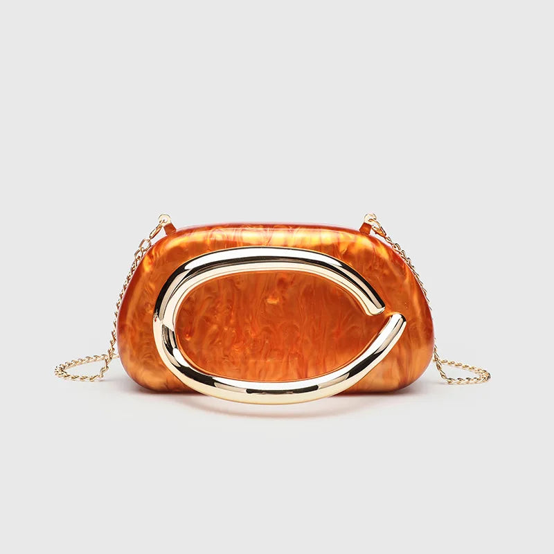 Classic round Box Handheld Dinner Bag Miniature Retro Metal Handle Chain Shoulder Strap Crossbody Bag Street Trend Hard PU Bag
