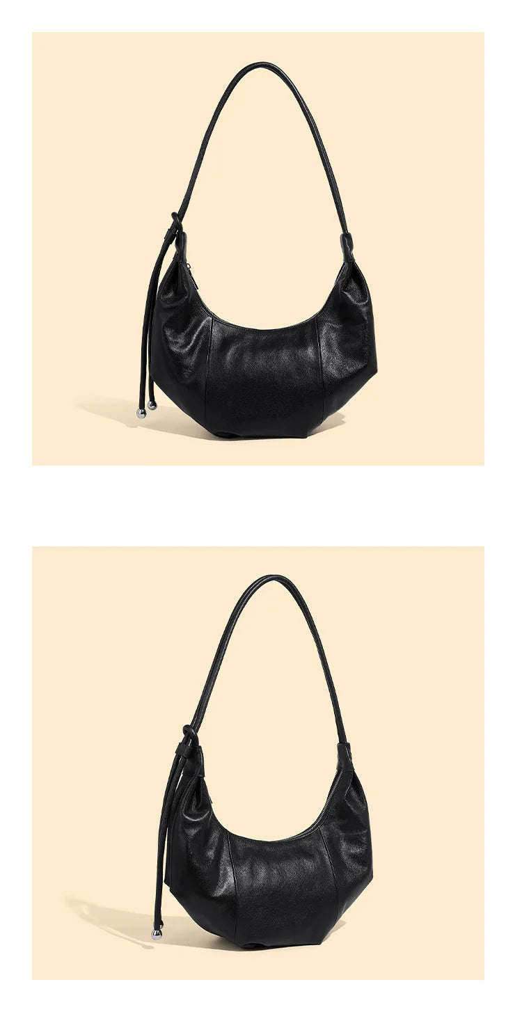Dumpling bag leather bag Soft Leather Large Capacity minimalist shoulder bag women female luxury moon bag handbag