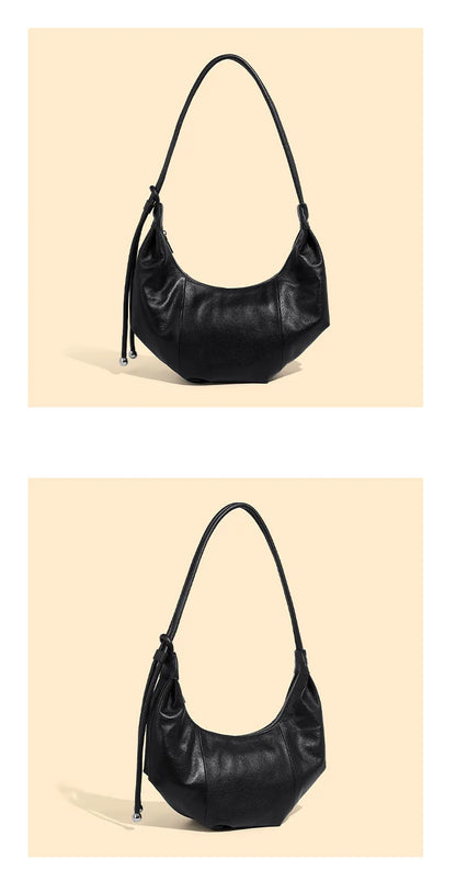 Dumpling bag leather bag Soft Leather Large Capacity minimalist shoulder bag women female luxury moon bag handbag