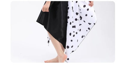 Anime Cruella cosplay costume dress set with gloves cloak Halloween carnival set adult female Cruella De Vil costume