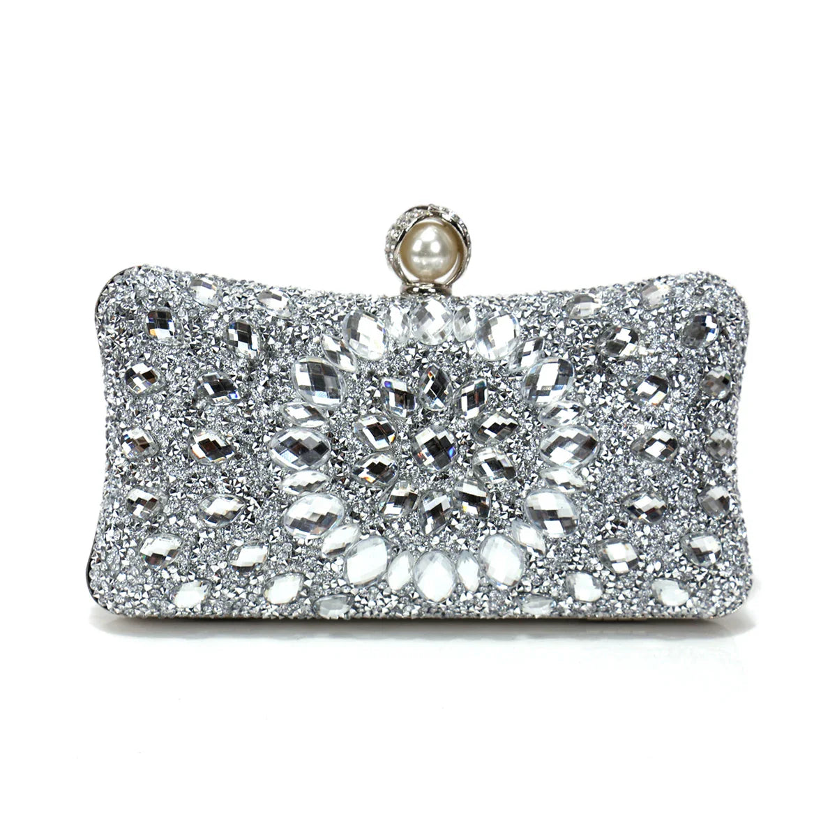Golden Metal Pearl Rhinestones Glitter Evening Bags Small Lady Prom Dinner Luxury Night Gift Girlfriend Purse Acrylic Diamonds E