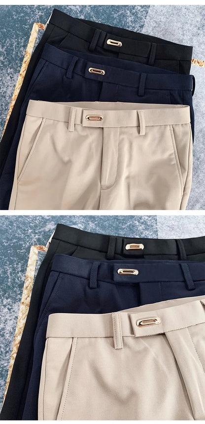 2025 Spring and Summer New Men's Casual Business Dress Pants Fashion Social Solid Wedding Party Suit Pants Slim Fit Suit Pants