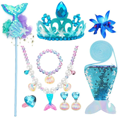 Girls Mermaid Dress Ariel Long Sleeves Cosplay Halloween Costume Kids Fluffy Tulle Shell Applique Frocks Elegant Gown