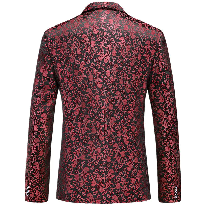 2026 New Men's Red Single-breasted V-neck Blazer Coat, Asian Fit Wedding Party Dress Jacket M-6XL New Arrivals