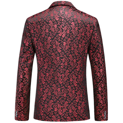 2026 New Men's Red Single-breasted V-neck Blazer Coat, Asian Fit Wedding Party Dress Jacket M-6XL New Arrivals