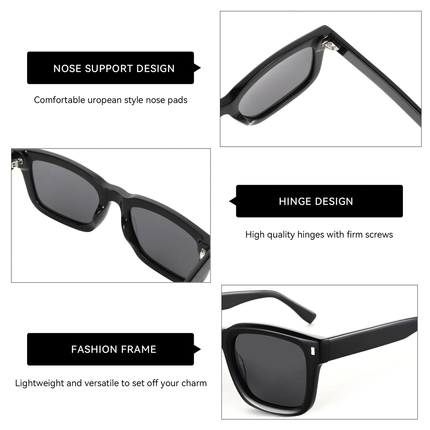 2026 Classic Design Polarized Sunglasses Unisex Handmade Acetate Thick Frame Sun Glasses Male Trend Square Shades