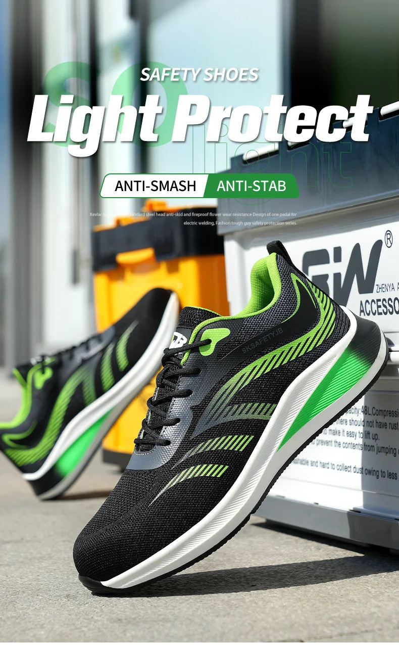 Steel Toe Sneakers Lightweight Anti-smash Anti-puncture Man Breathable Work Safety Boots New 2024 Fashion Men Safety Shoes