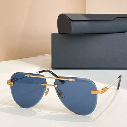 Luxury Boundless Sunglasses 50173U Oval Alloy High Street Premium Quality Premium Quality Double Bridges UV400 with Case Unisex