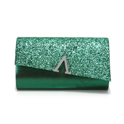 V Design Metal Chain Glamorous Design Evening Bags Envelope Shaped Sequins Handbags For Prom Dinner Wedding Banquet Purse