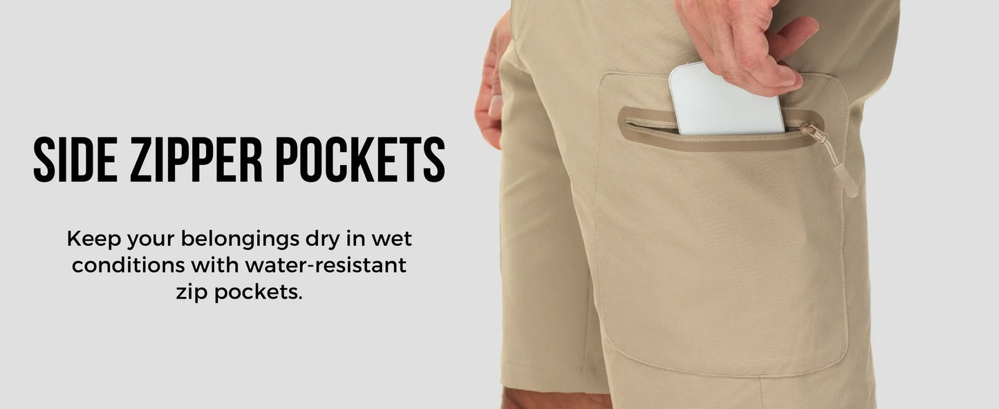 Summer Cargo Shorts Men's Quick Dry Hiking Fishing Shorts Multi-pockets Stretch Waist Casual Shorts Outdoor Male