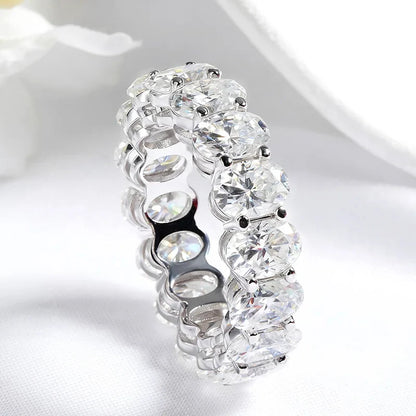 5*7mm Oval Cut Moissanite Ring for Women Full Eternity Bands Lab Diamond Promise Jewelry Pure S925 Silver Female Rings