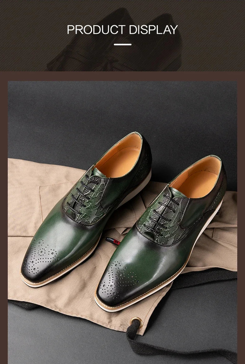 Men's Genuine Leather Brogue Shoes|All-Season Sport Casual Footwear|High-Quality Leather Dress Shoes|Comfortable Walking Shoes