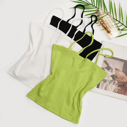 Summer Sexy Slim-Fit Women's Top New Arrival Summer Sleeveless Tank Tops Reversible V-Neck Knit Strapless Camisole Woman Clothes