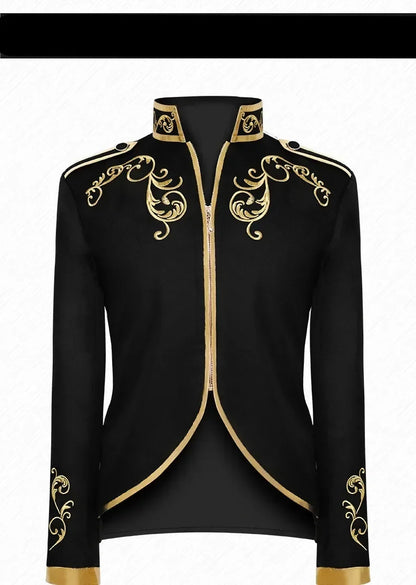British Style Men Embroidered Flower Suit White / Blue / Red Male Wedding Dance Party Coat Singer Stage Performance Dress Blazer