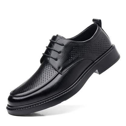 Leather Shoes Men's Four Seasons Business Formal British Casual Commuting Style Black Heightening Wedding Groom's Shoes New