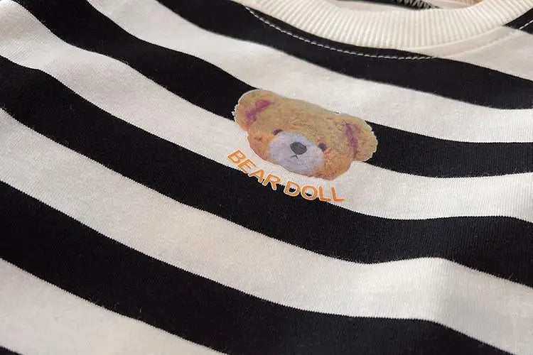 New Baby Boy Clothes Summer Children Suit Causal Striped Cartoon Tshirt Jeans 2Pcs/Set Kids Fashion OutfitsToddler Tracksuits