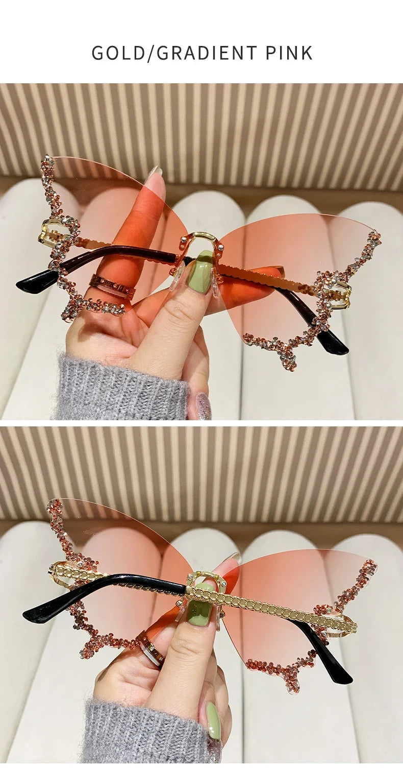 Cycling New Y2K Style Women Fashion Sunglasses Oversize Butterfly Shape Diamond Edge Design Sun Glasses Street Party Glasses