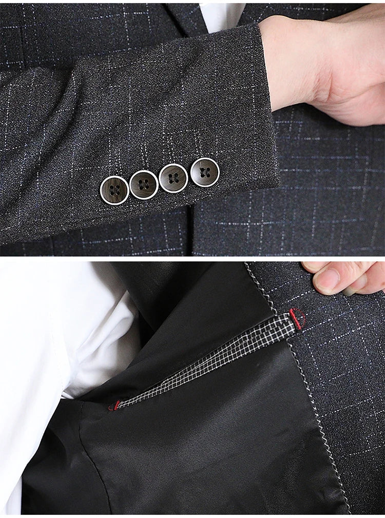 Fashion New (Suit + Trousers) Boutique Business British Dress Casual Party Slim Trend Handsome Two-Piece Suit