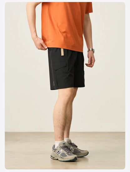 2026 Summer New Oversize 145gsm Elastic Quick Dry Fabric Shorts Men Elastic Wait Cargo Outdoor Shorts