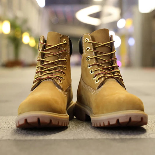 Anti-Slip High-Top  Boots Men's Winter Fce Lined Workwear Boots Briti Sle Boots Rubber Outsole Leather Upper