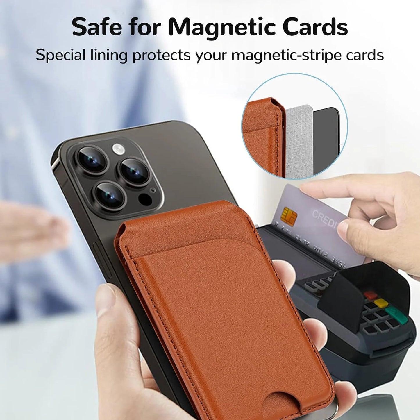 2 in 1 Magnetic MagSafe Wallet Stand, Leather Magnetic Card Holder Wallet for iPhone16/15/14/13/12 Series with Adjustable Holder