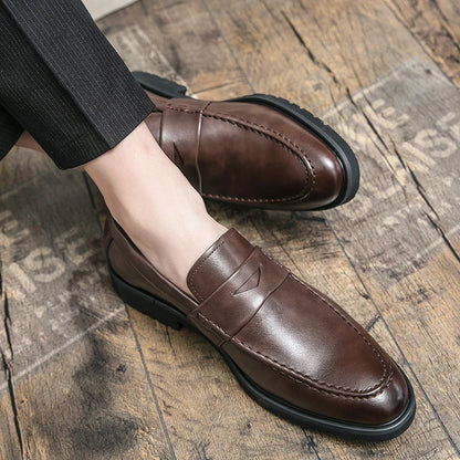 Mens Casual Leather Breathable Business Designer Brand Office Loafers Formal Classic Smile Footwear Dress Shoes for Men Flats 48