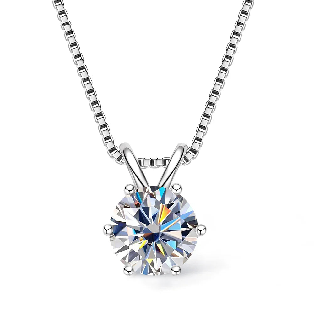 Moissanite Pendant Necklace 0.5-3CT D Color VVS1 6 Prong 925 Sterling Silver 18K Gold Plated Solitaire Necklace