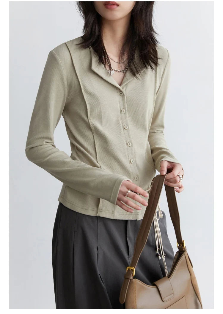 Women Cardigan Casual New Small Lapel Long Sleeved T-shirt Slim Female Knitted Sweaters Sports Spring Autumn 2025