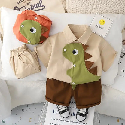 New Baby Boys Girl Clothing Suits Kids Clothes Cartoon Dinosaur Shirt Shorts 2Pcs/Set Summer Fashion Children Casual Tracksuits
