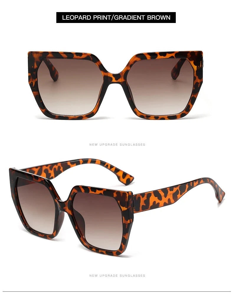 Cycling 8pcs Cateye Sunglasses Sets Women Luxury Minimalist Leopard Pattern Design Retro Polygonal Eyeglasses UV400 Unisex