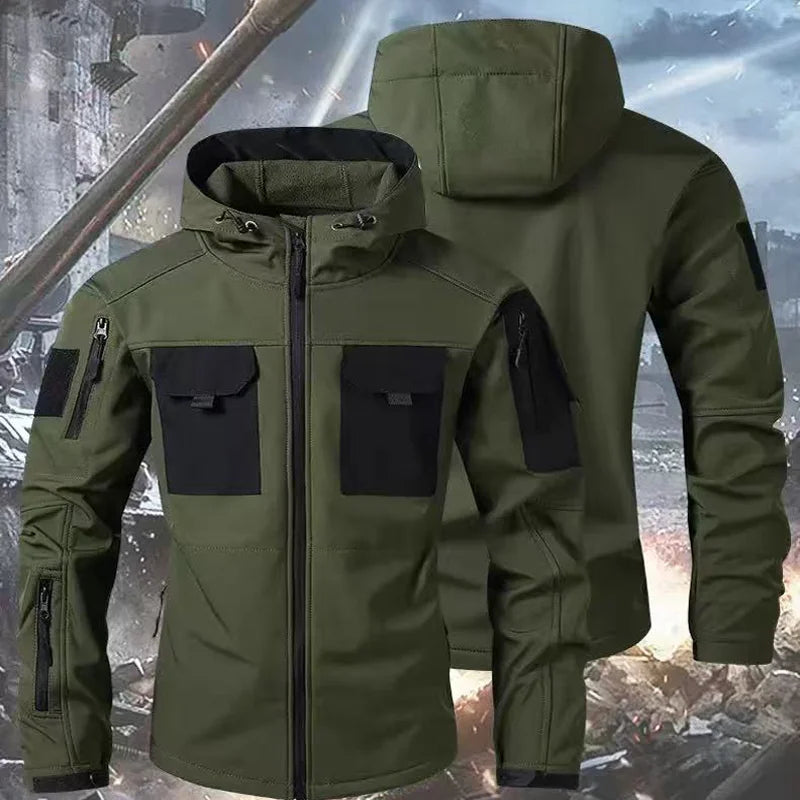 Tactical Military Men Winter Autumn Fleece Waterproof Jackets Sports Hiking Camping Climbing Outdoor Hooded Coat Hunting Combat