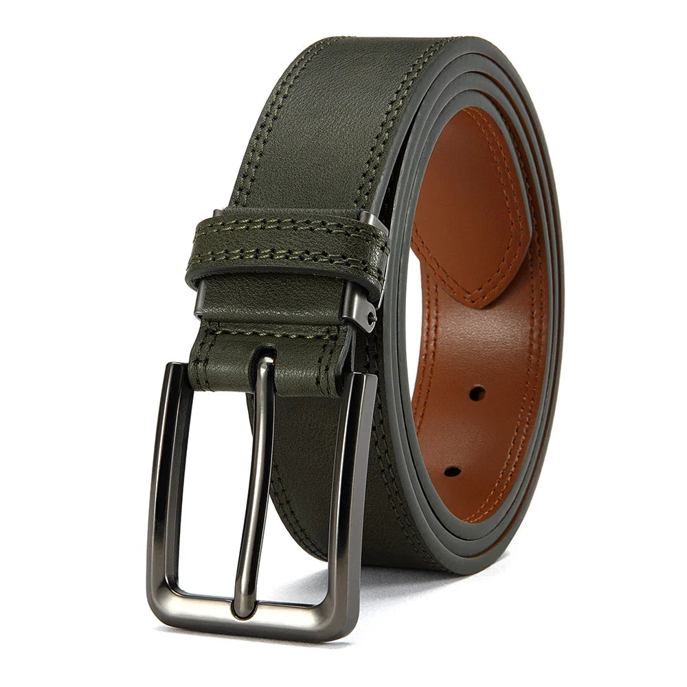 Men's Leather Belt Needle Buckle Belt Casual Genuine Leather LONG Large Belts Cowhide Belts for Man