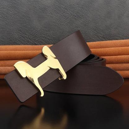 High grade Stainless steel horse slide buckle men belts 3.8cm wide genuine leather Waistband cowboy casual ceinture homme