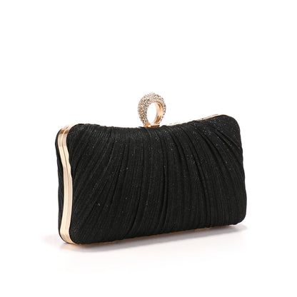 Valentine's Day Evening Bags Finger Ring Diamonds Clutch Ruched Fashion Prom Dinner Handbags With Chain Purse