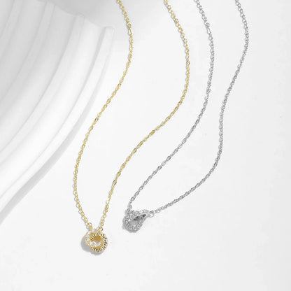925 Sterling Silver Sparkling Circle Lock Fashion Pendant Necklaces Basic Daily Trendy Jewelry For Women Christmas Gifts