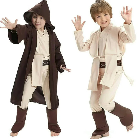 Kid Children Jedi Knight Cosplay Costume Obi Wan Kenobi Uniform Suit Anakin Skywalker  Robe Belt Halloween Carnival Party Suit