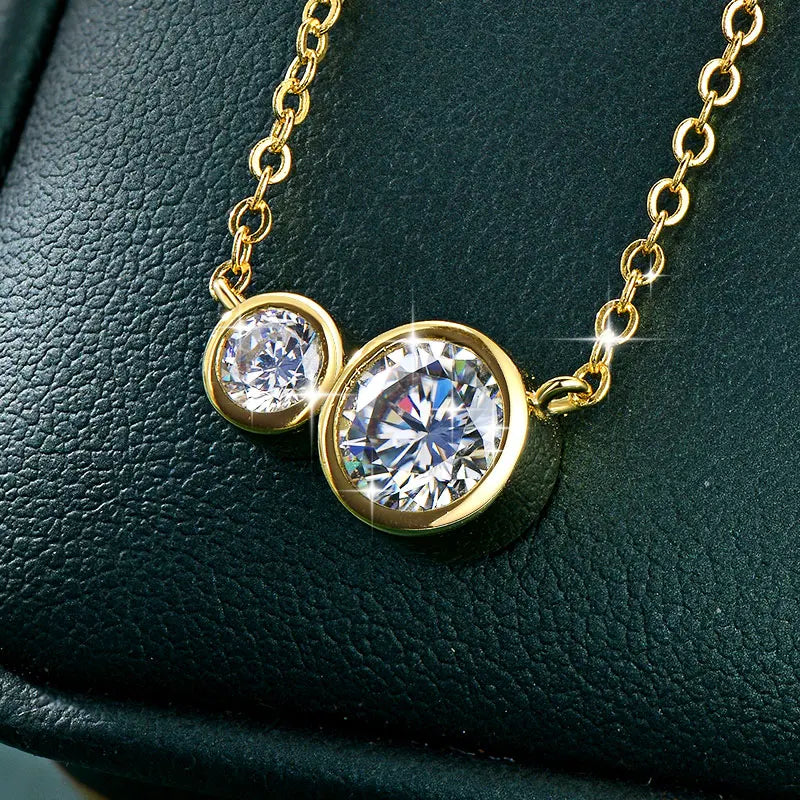 GRA Certified D VVS1 1.0CT Moissanite Diamond Round Pendant Necklace for Women Chain Fine Neck Jewelry Gifts Collares