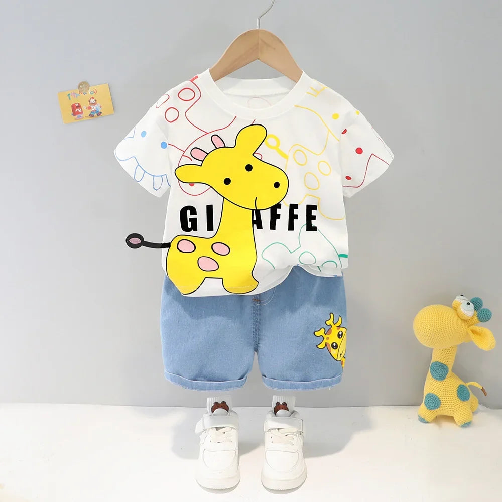 New Summer Baby Girls Clothes Suit Children Boys Fashion Cartoon T-Shirt Shorts 2Pcs/Sets Toddler Casual Costume Kids Tracksuits