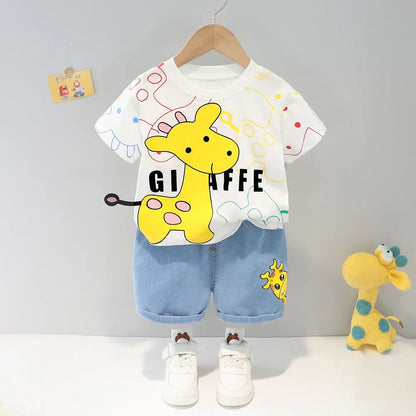New Summer Baby Girls Clothes Suit Children Boys Fashion Cartoon T-Shirt Shorts 2Pcs/Sets Toddler Casual Costume Kids Tracksuits